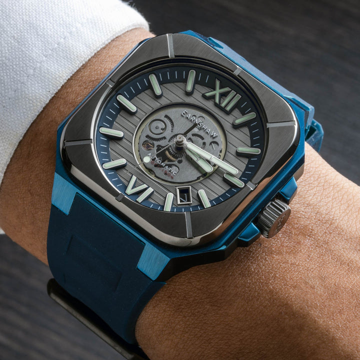 Earnshaw Armoury Skeleton Automatic Petroleum Blue