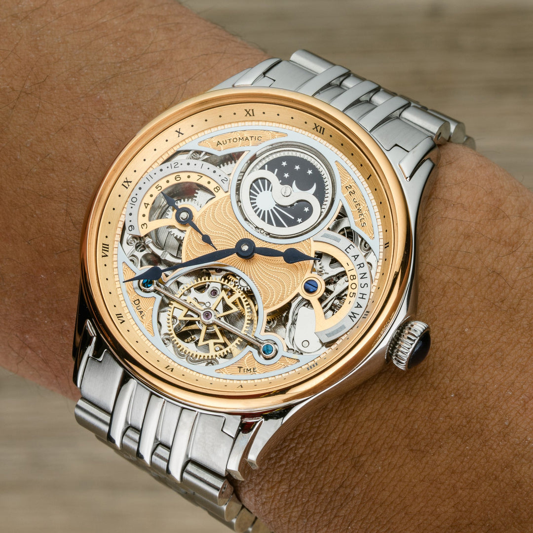 Earnshaw Nasmyth Sun Moon Dual Time Automatic Yellow Gold