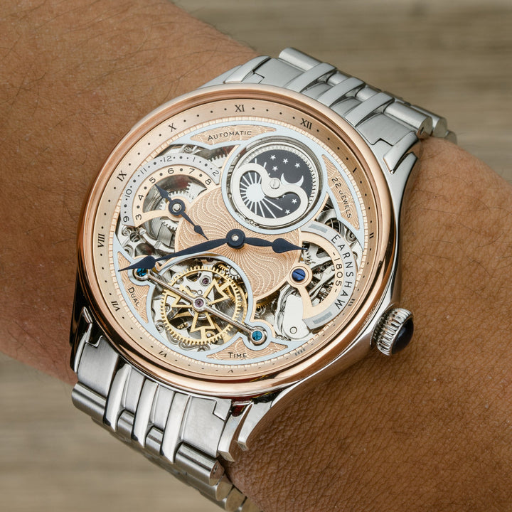 Earnshaw Nasmyth Sun Moon Dual Time Automatic Rose Gold