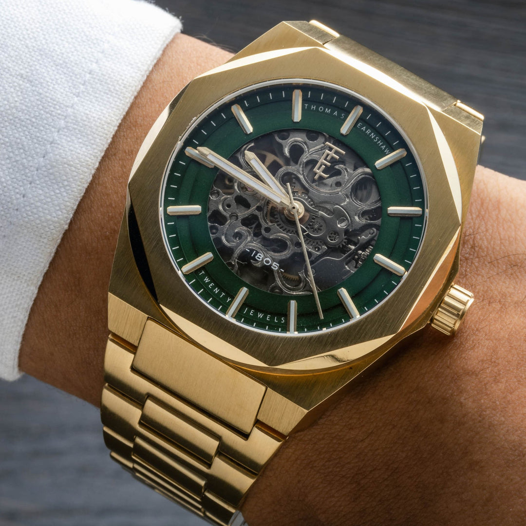 Earnshaw Fowler Skeleton Automatic Green Gold