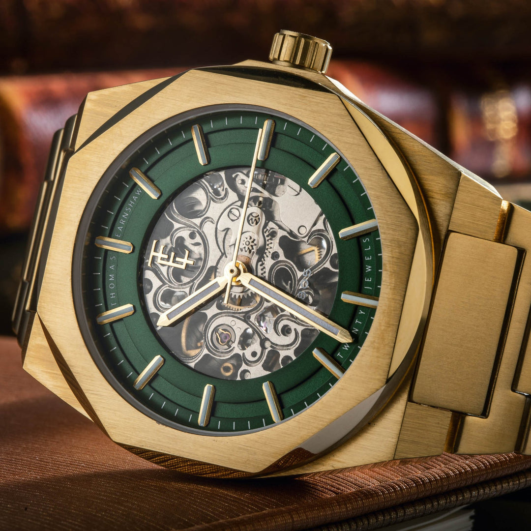 Earnshaw Fowler Skeleton Automatic Green Gold