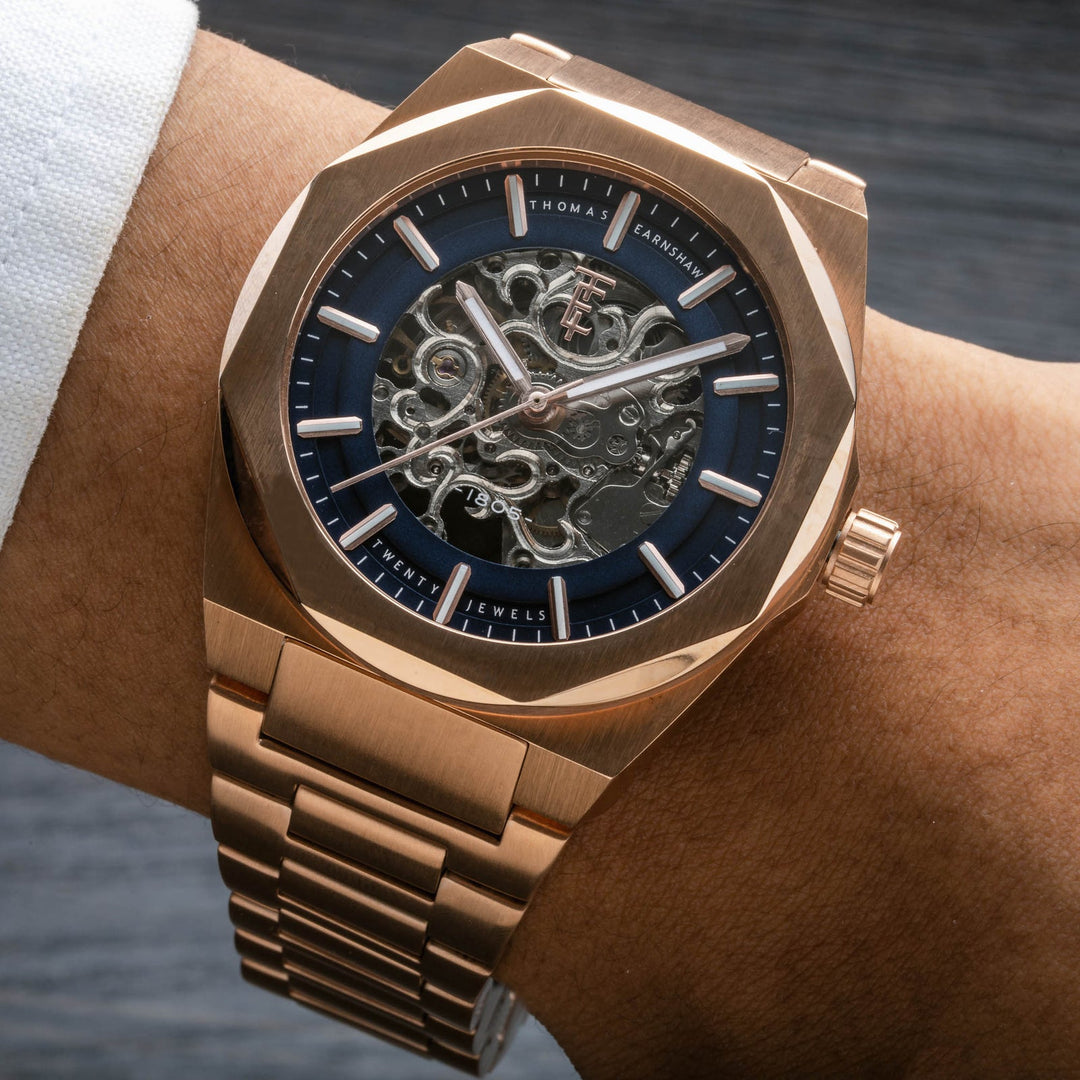 Earnshaw Fowler Skeleton Automatic Rose Blue