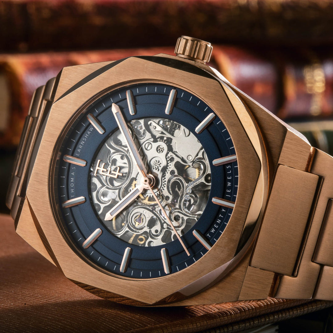 Earnshaw Fowler Skeleton Automatic Rose Blue