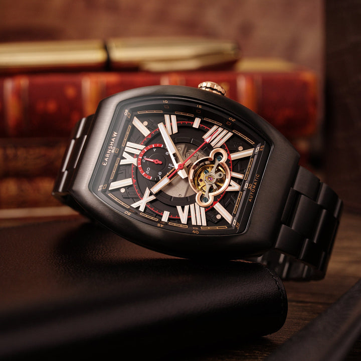 Earnshaw Supremacy 24 Hour Open Heart Automatic Stone Black