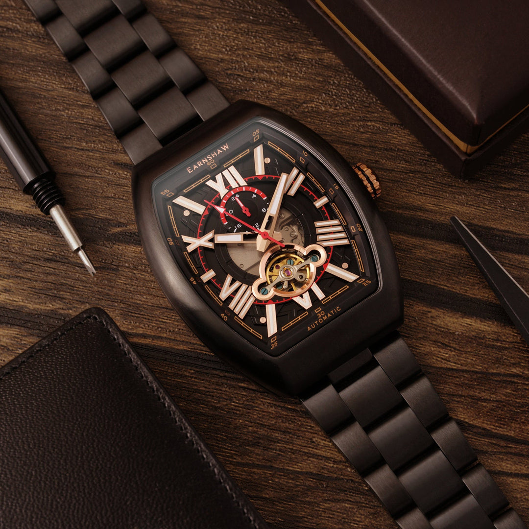 Earnshaw Supremacy 24 Hour Open Heart Automatic Stone Black