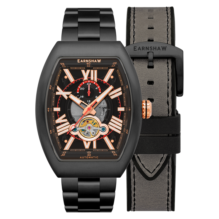 Earnshaw Supremacy 24 Hour Open Heart Automatic Stone Black