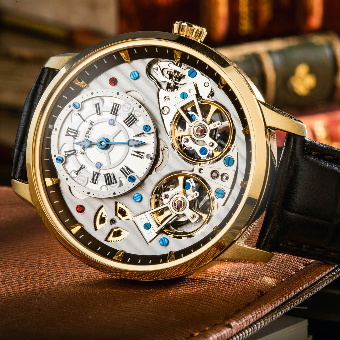 Earnshaw Brewster Double Barrel Automatic Mahogany Gold