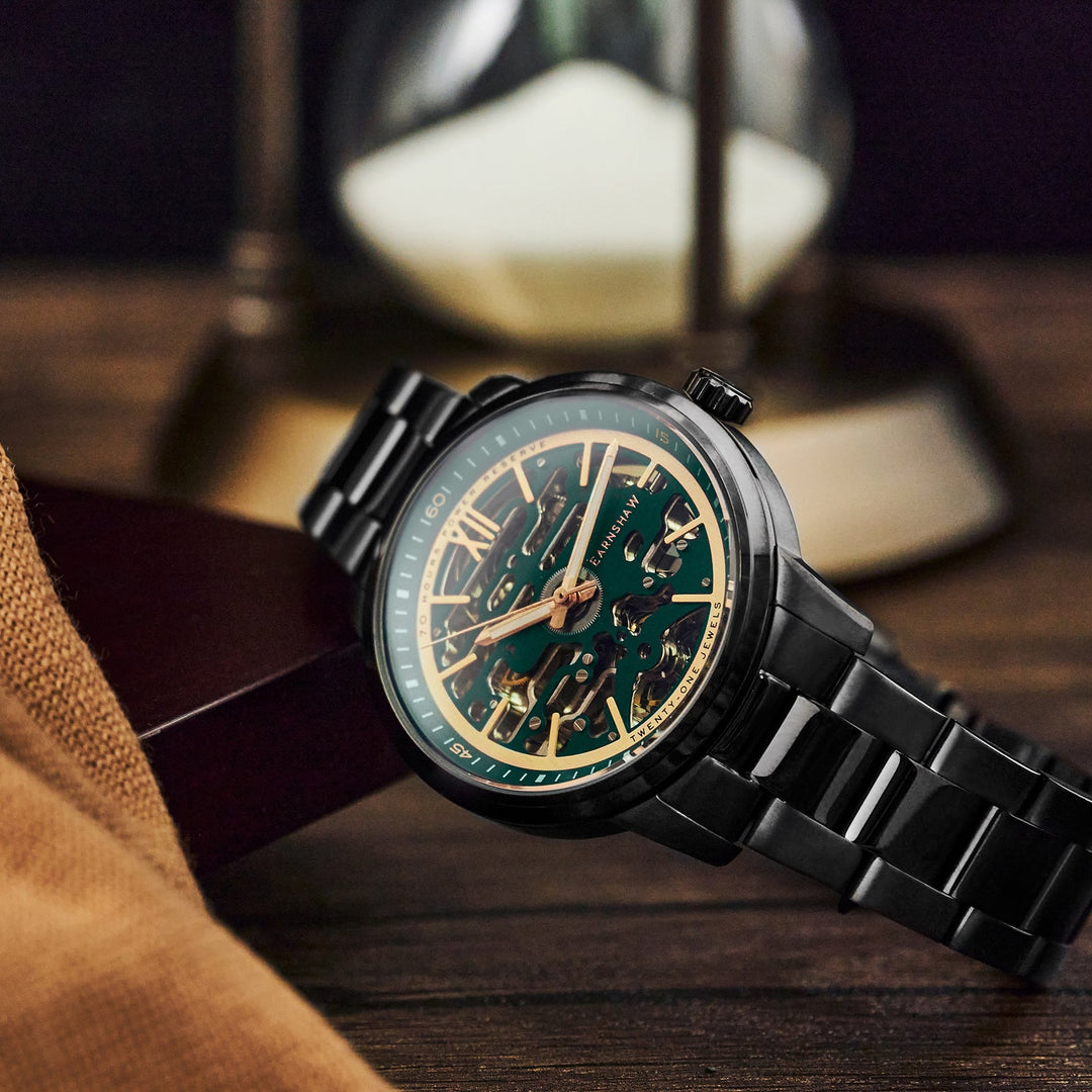 Earnshaw Babbage High Beat 72 Hour Power Reserve Skeleton Automatic Carbon Black Gold