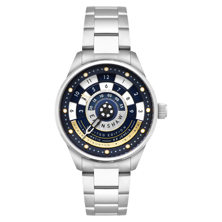 Earnshaw Staunton Chess Set Automatic King Blue