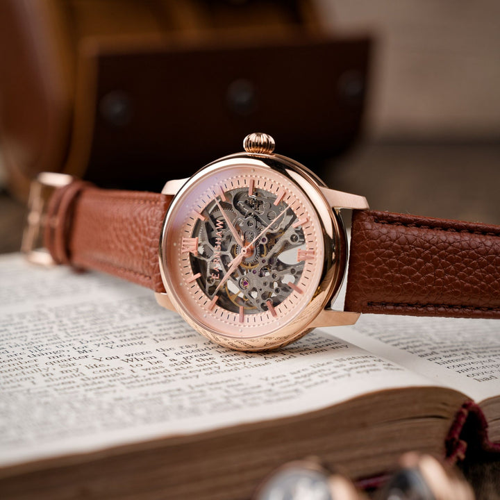 Earnshaw Cornwall Skeleton Automatic Rose Brown