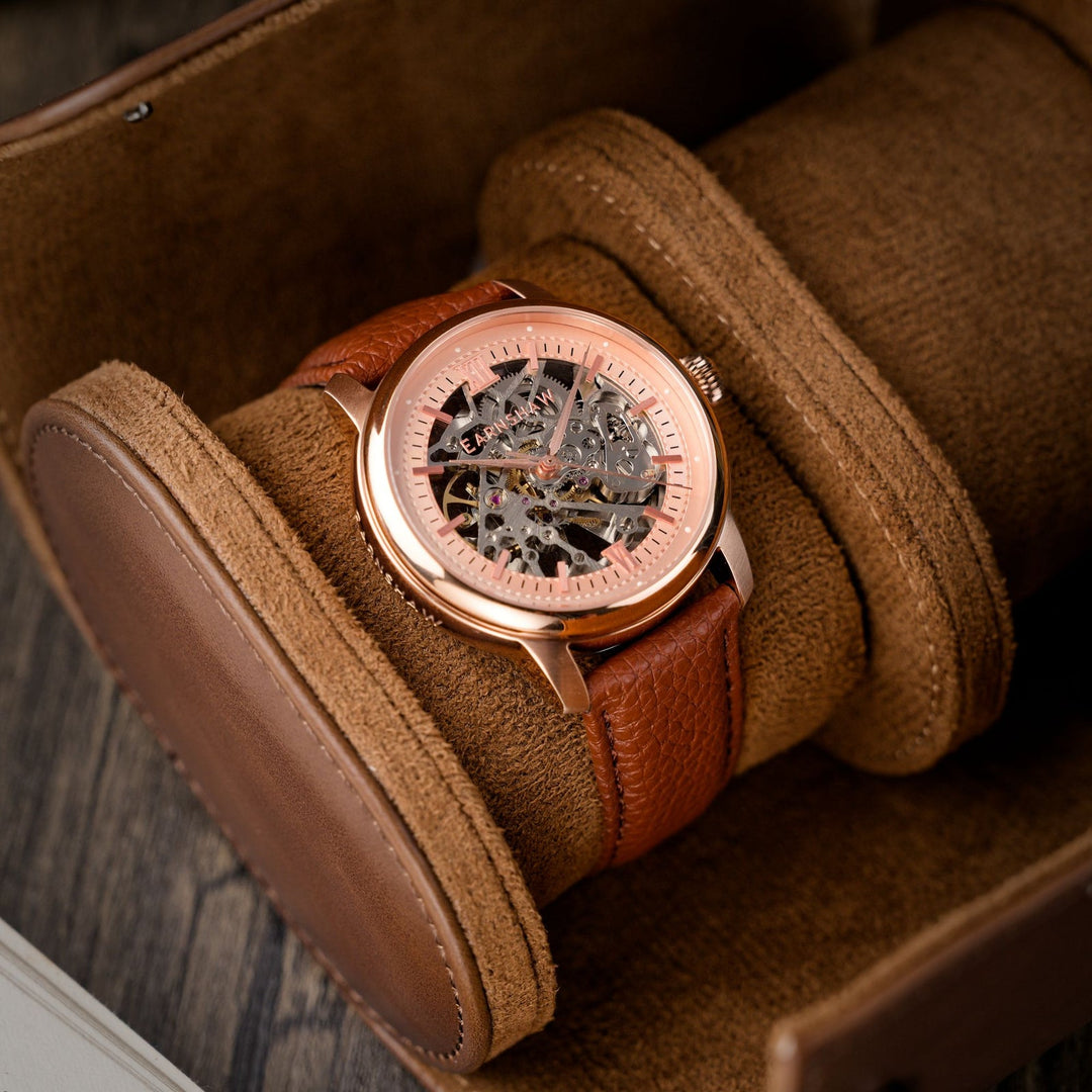 Earnshaw Cornwall Skeleton Automatic Rose Brown
