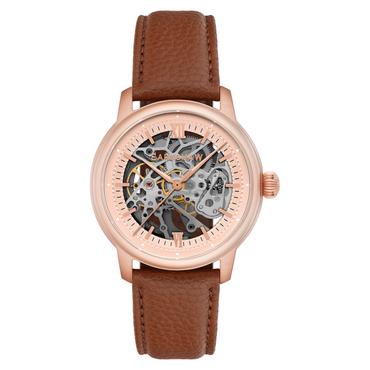 Earnshaw Cornwall Skeleton Automatic Rose Brown