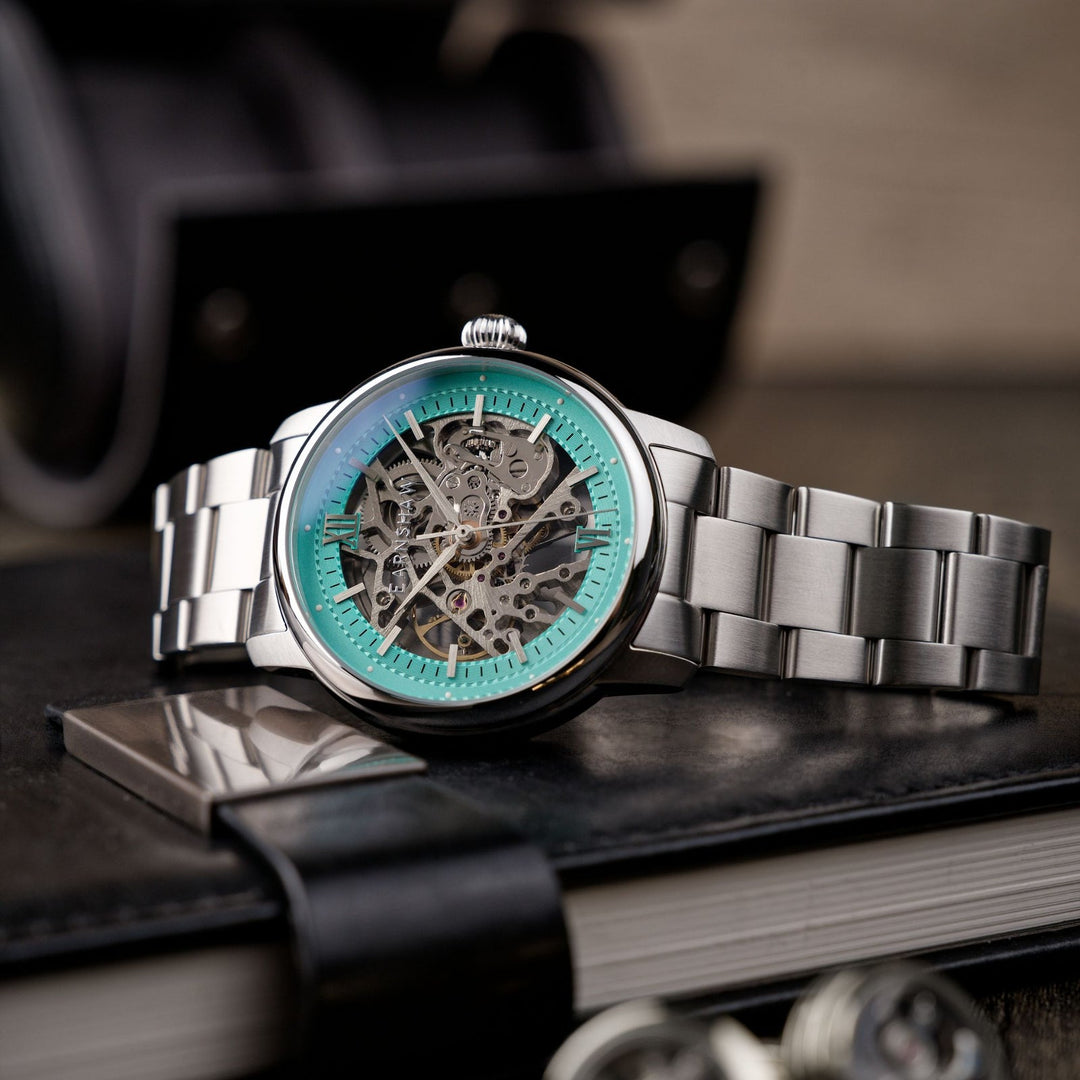 Earnshaw Cornwall Skeleton Automatic Turquoise Blue