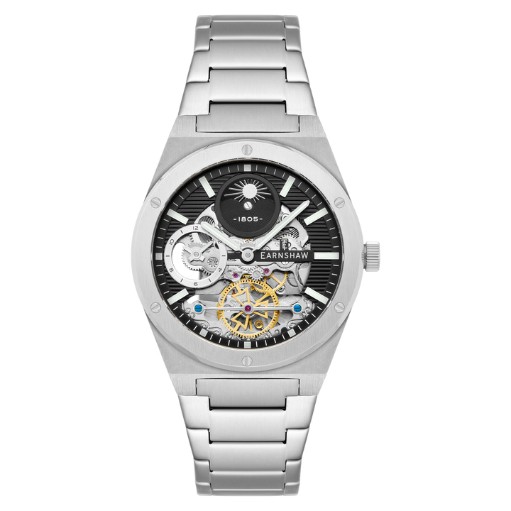 Earnshaw Drake Dual Time Automatic Silver Black