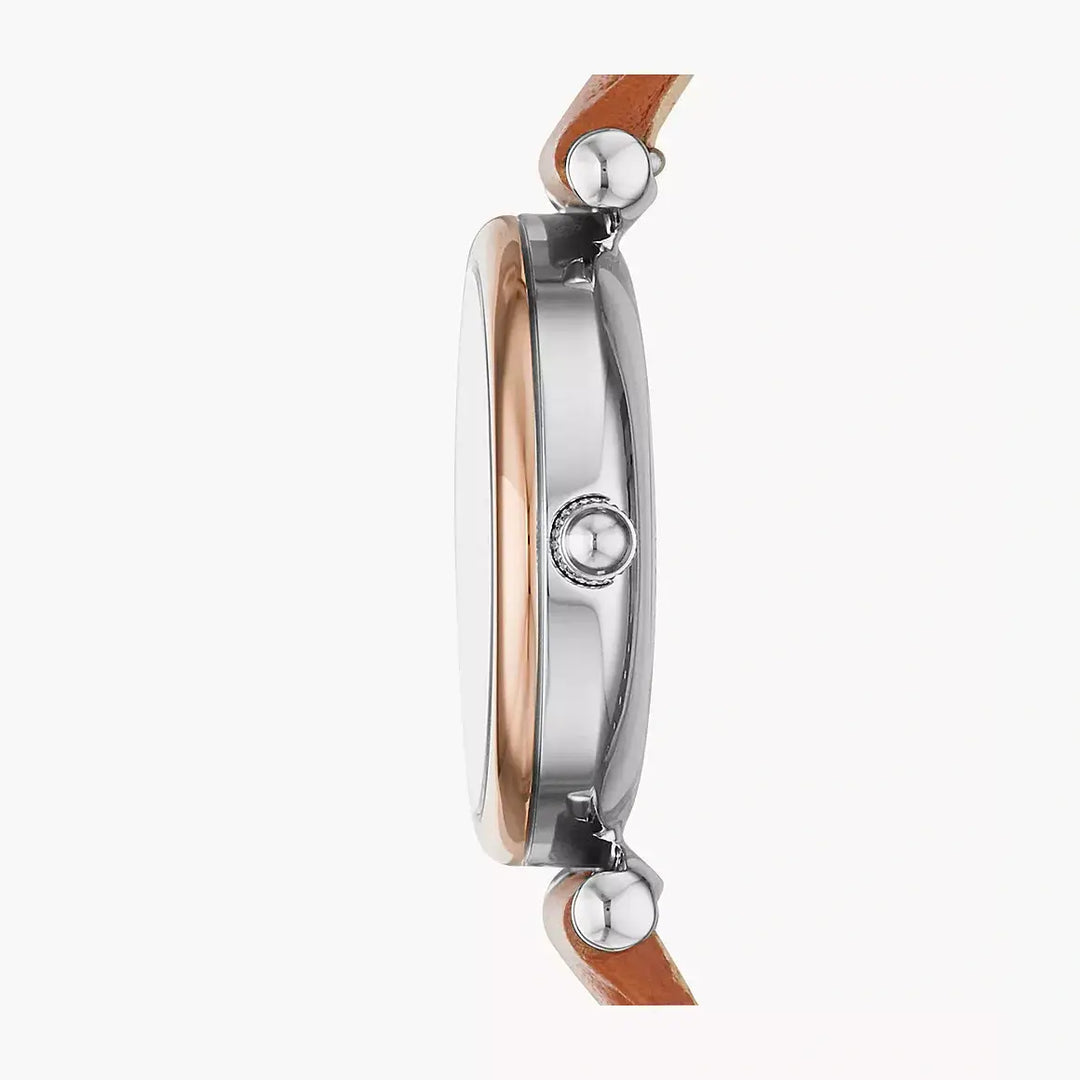 Fossil Carlie Mini Three-Hand Tan Leather Watch
