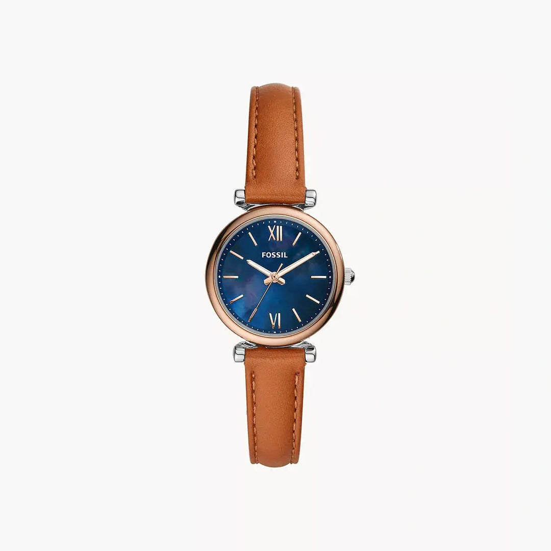 Fossil Carlie Mini Three-Hand Tan Leather Watch