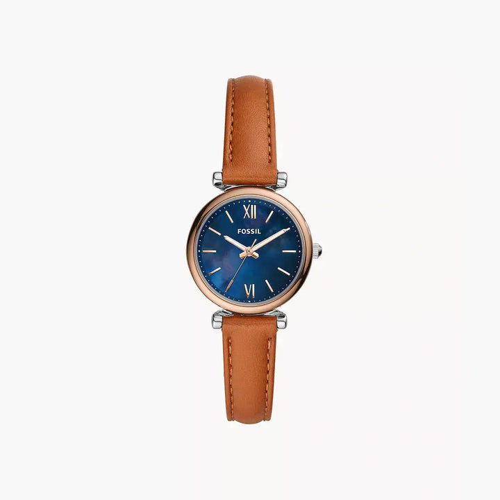 Fossil Carlie Mini Three-Hand Tan Leather Watch