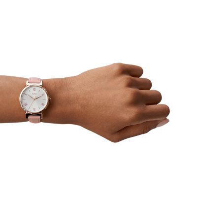 Fossil Daisy Three-Hand Blush Leather Watch