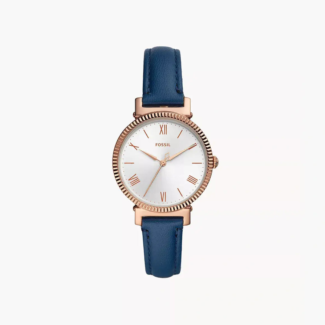 Fossil Daisy Three-Hand Midnight Navy Leather Watch
