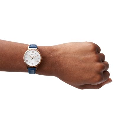 Fossil Daisy Three-Hand Midnight Navy Leather Watch