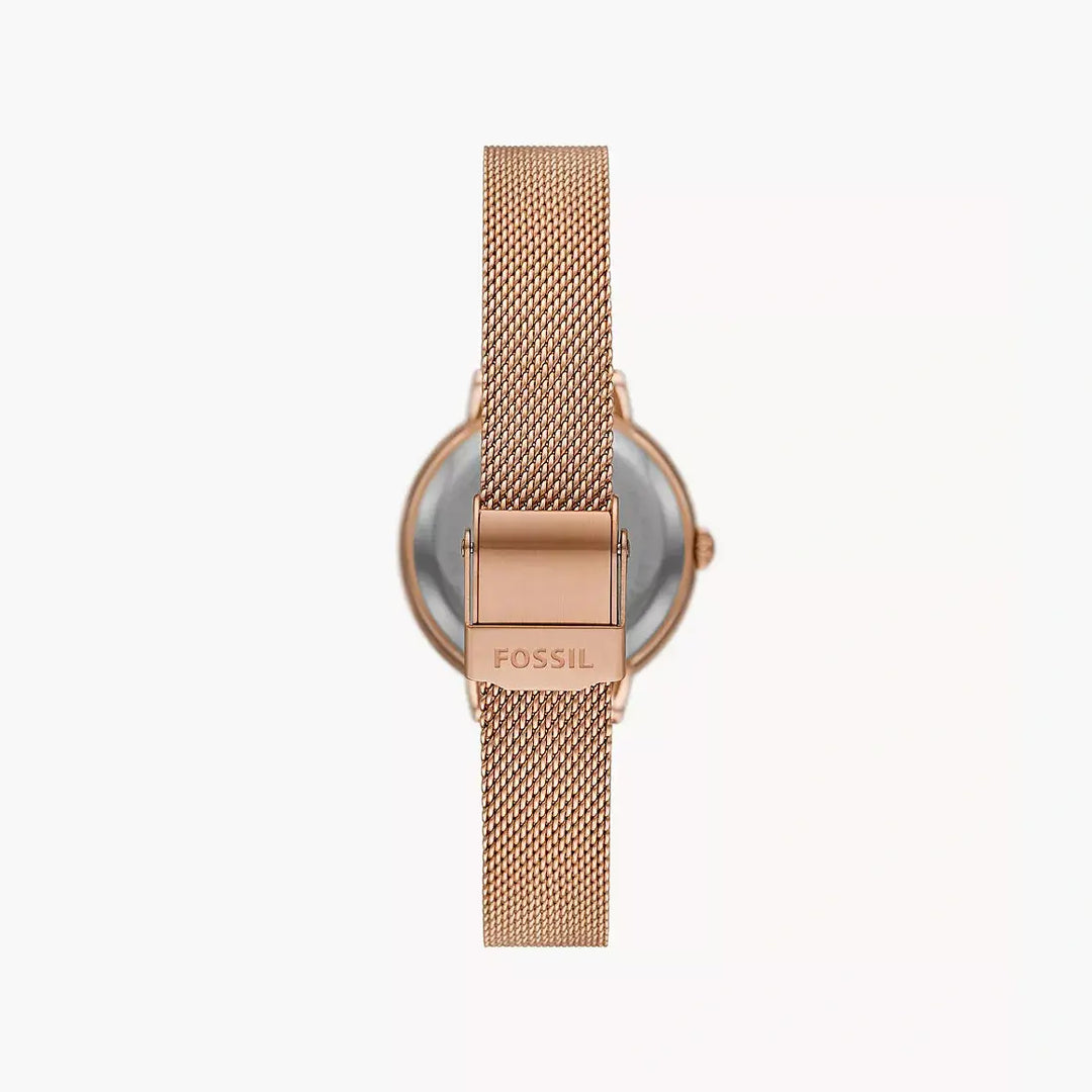 Fossil Virginia Three-Hand Rose Gold-Tone Stainless Steel Mesh Watch