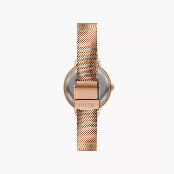 Fossil Virginia Three-Hand Rose Gold-Tone Stainless Steel Mesh Watch