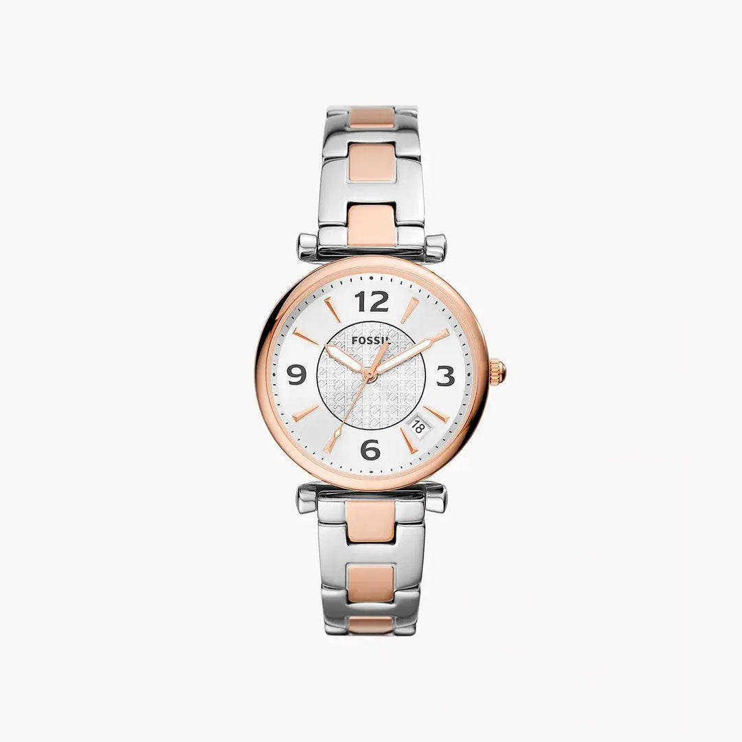 Fossil Carlie Three-Hand Date Two-Tone Stainless Steel Watch