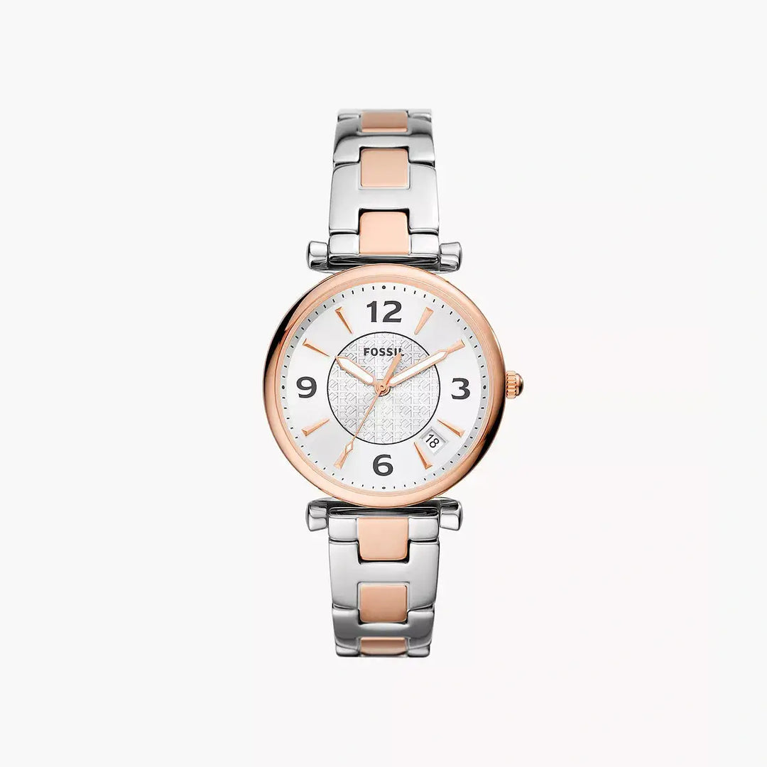 Fossil Carlie Three-Hand Date Two-Tone Stainless Steel Watch
