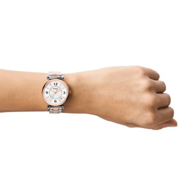 Fossil Carlie Three-Hand Date Two-Tone Stainless Steel Watch