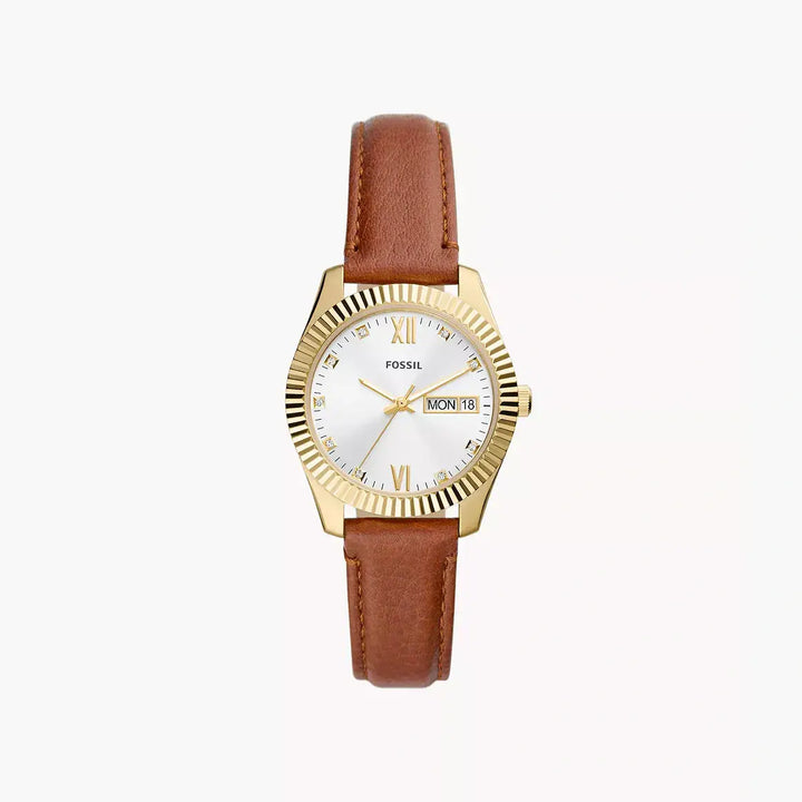 Fossil Scarlette Three-Hand Day-Date Tan LiteHide™ Leather Watch