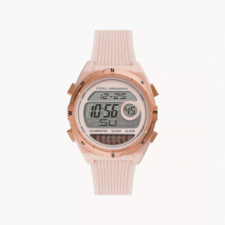 Fossil Everett Solar-Powered Digital Pink Silicone Watch