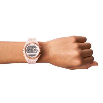 Fossil Everett Solar-Powered Digital Pink Silicone Watch