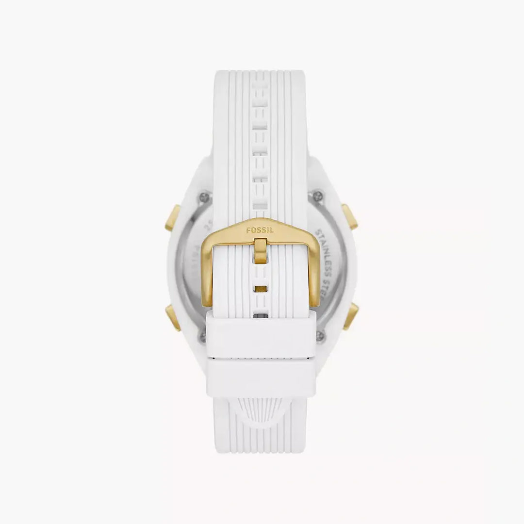 Fossil Everett Solar-Powered Digital White Silicone Watch