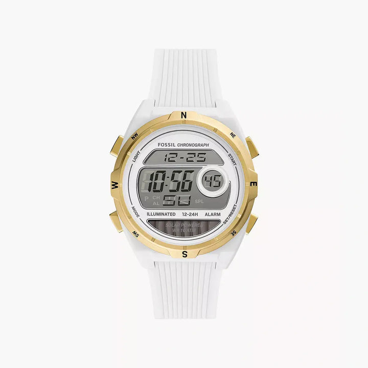 Fossil Everett Solar-Powered Digital White Silicone Watch