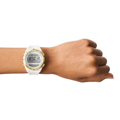 Fossil Everett Solar-Powered Digital White Silicone Watch