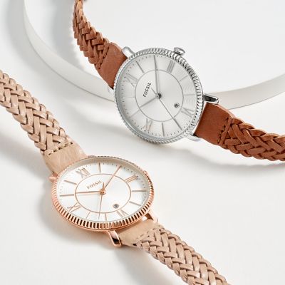 Fossil Jacqueline Three-Hand Date Latte LiteHide™ Leather Watch