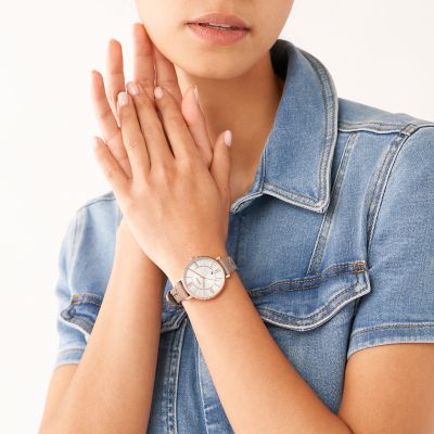 Fossil Jacqueline Three-Hand Date Latte LiteHide™ Leather Watch