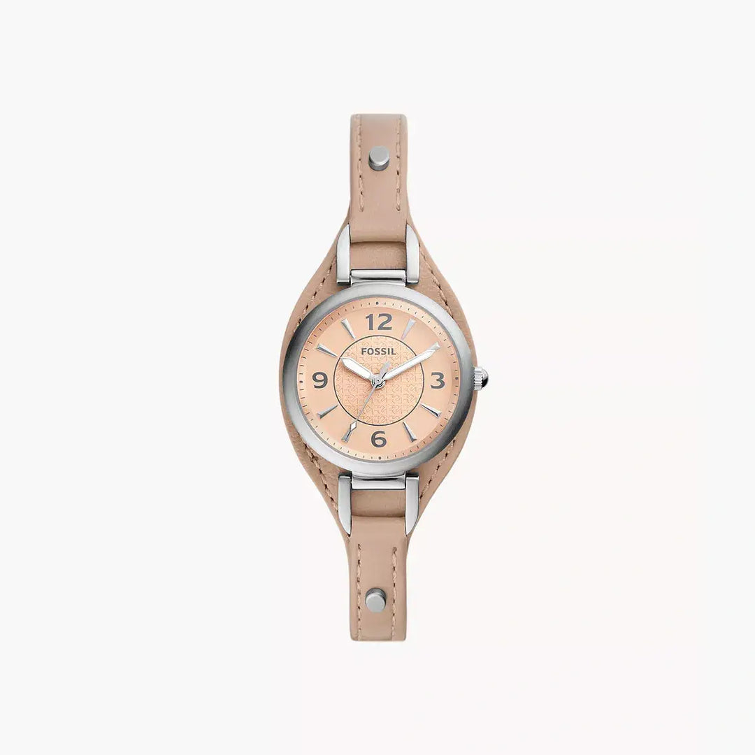 Fossil Carlie Three-Hand Latte LiteHide™ Leather Watch