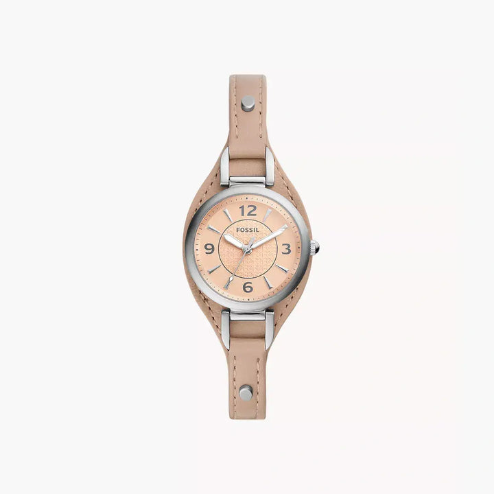 Fossil Carlie Three-Hand Latte LiteHide™ Leather Watch