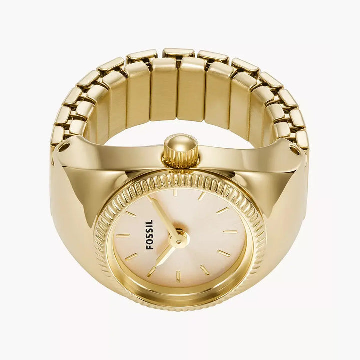 Fossil Watch Ring Two-Hand Gold-Tone Stainless Steel