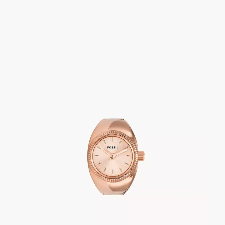 Fossil Watch Ring Two-Hand Rose Gold-Tone Stainless Steel