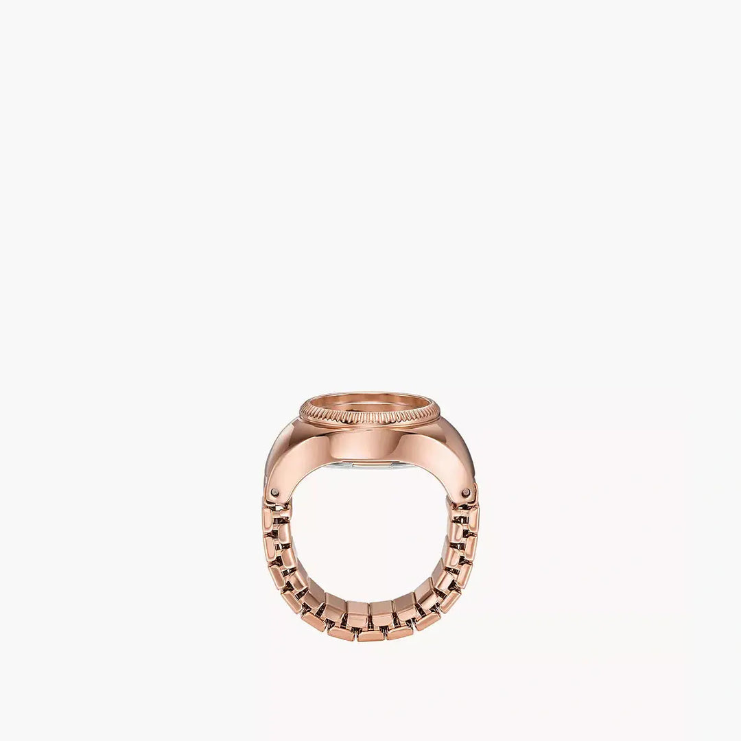 Fossil Watch Ring Two-Hand Rose Gold-Tone Stainless Steel
