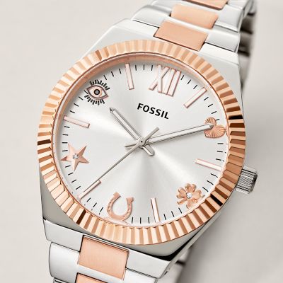 Fossil Scarlette Three-Hand Two-Tone Stainless Steel Watch