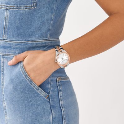Fossil Scarlette Three-Hand Two-Tone Stainless Steel Watch