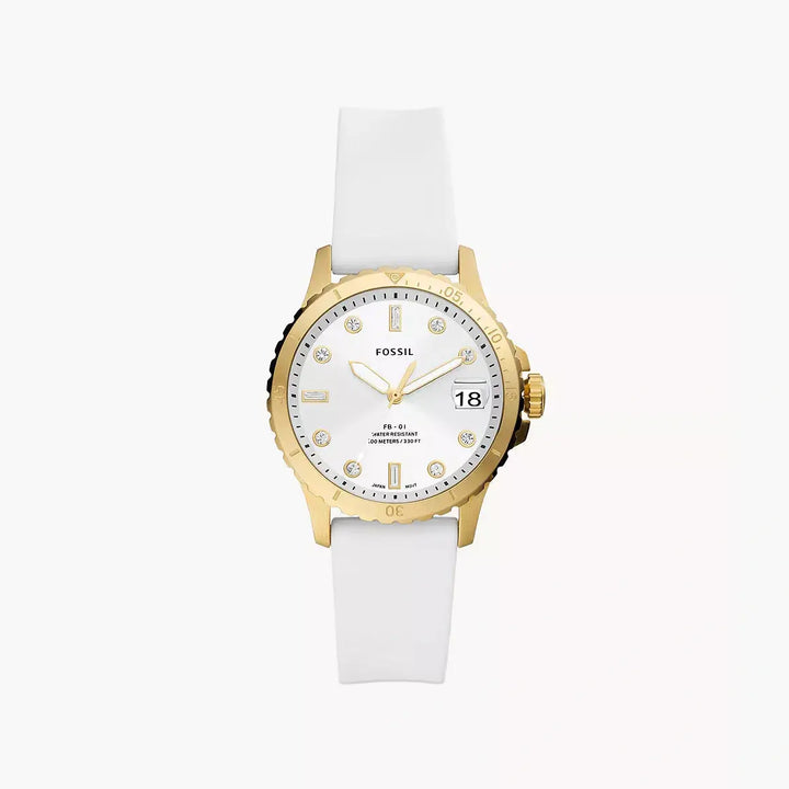 Fossil FB-01 Three-Hand Date White Silicone Watch