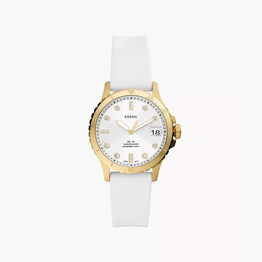 Fossil FB-01 Three-Hand Date White Silicone Watch