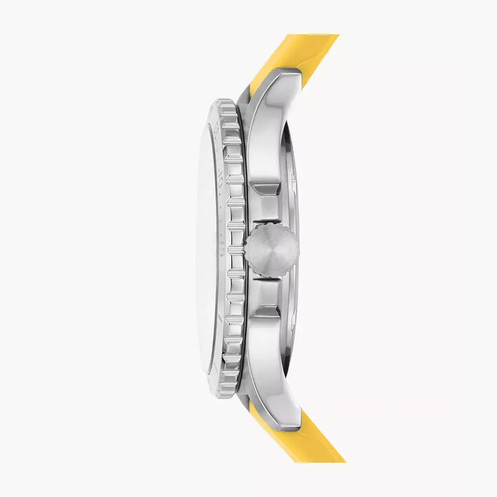 Fossil FB-01 Three-Hand Date Yellow Silicone Watch