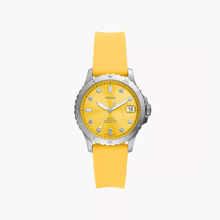Fossil FB-01 Three-Hand Date Yellow Silicone Watch