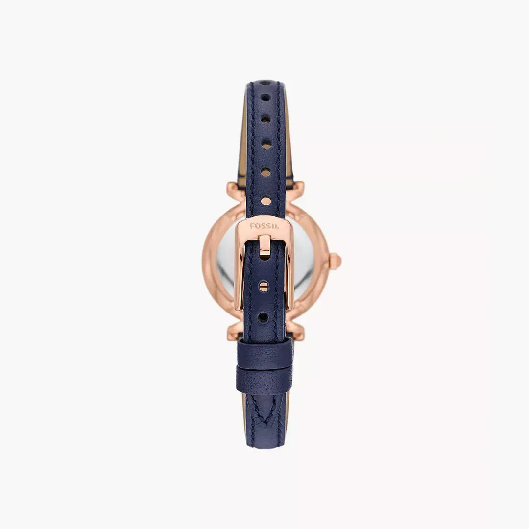 Fossil Carlie Three-Hand Navy LiteHide™ Leather Watch