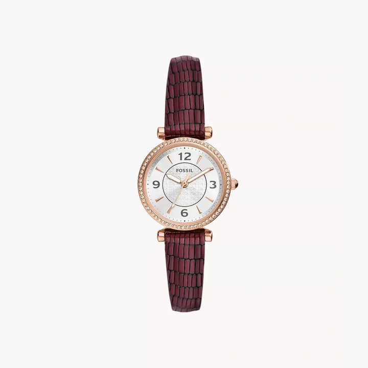 Fossil Carlie Three-Hand Red Lizard LiteHide™ Leather Watch